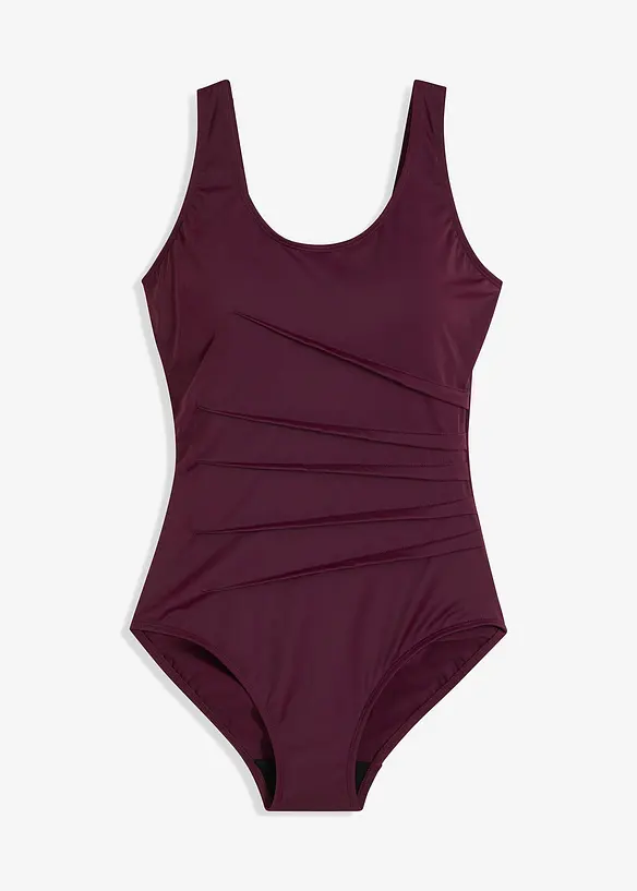 Maillot 1 pi&egrave;ce sculptant, maintien l&eacute;ger, avec plis d&eacute;coratifs, bonprix