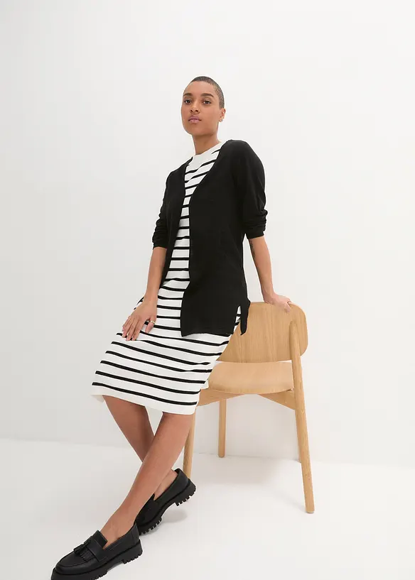 Gilet en maille 100% coton flammé, bonprix