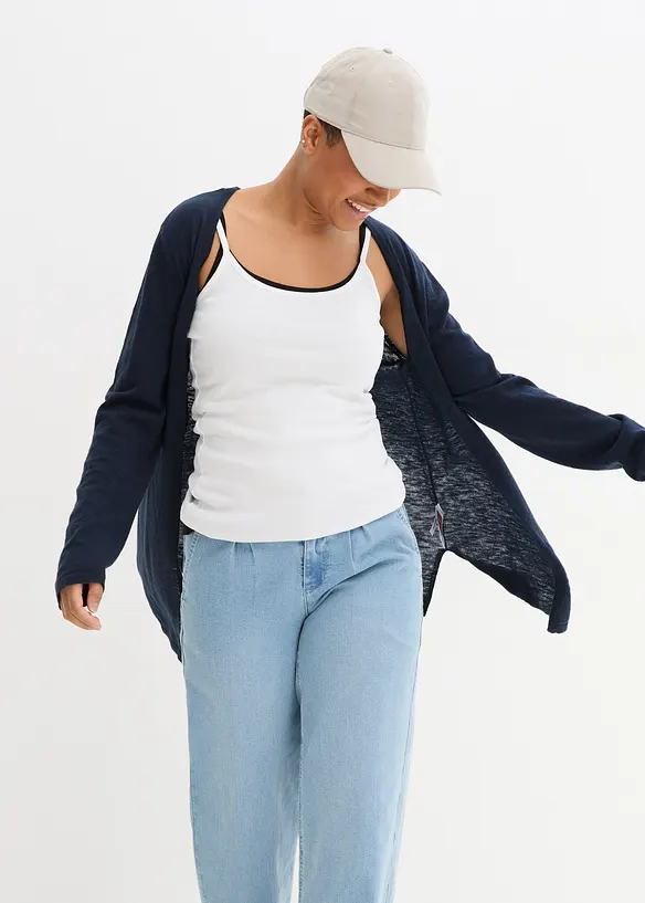 Gilet en maille 100% coton flammé, bonprix