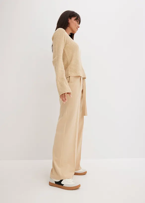 Pantalon &agrave; pinces en viscose m&eacute;lang&eacute;e, bonprix