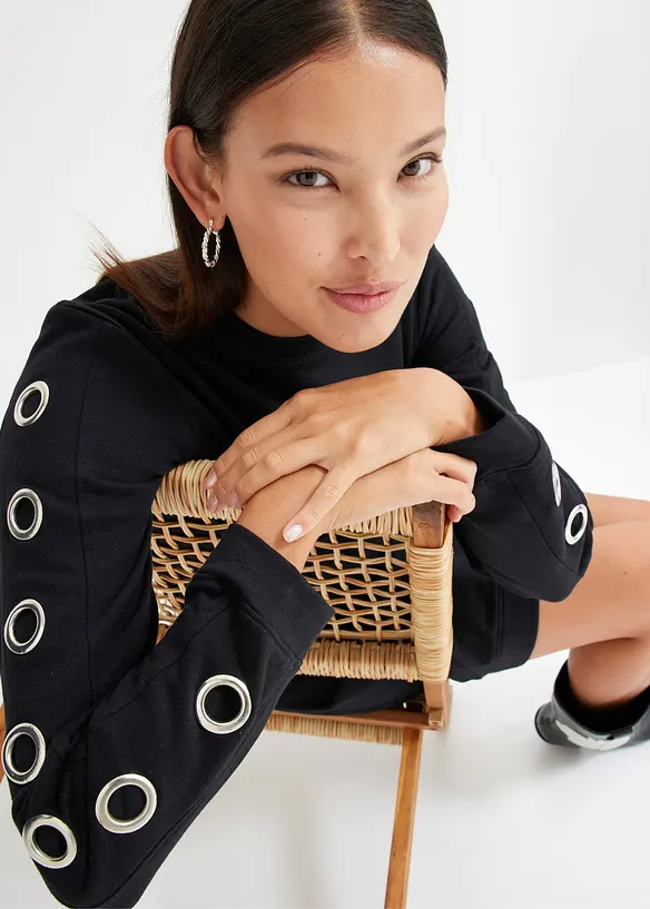 Robe sweat avec &oelig;illets, bonprix
