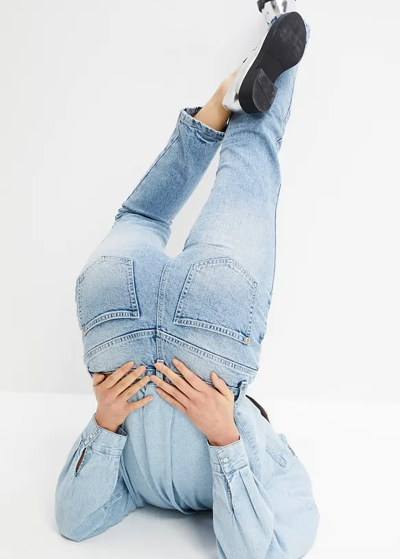 Jean droit taille haute, peu extensible, bonprix