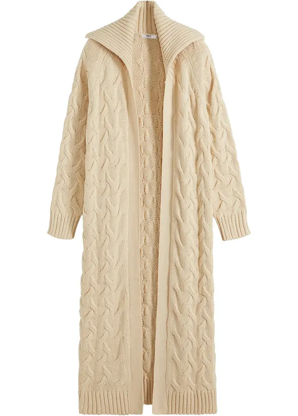 Gilet long en maille torsad&eacute;e, bonprix