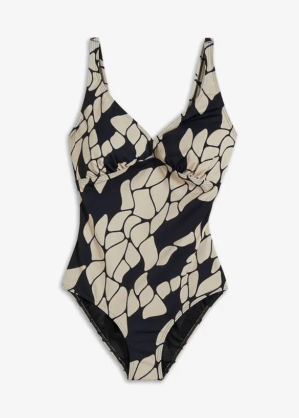 Maillot 1 pièce sculptant, maintien léger, col V, bonprix