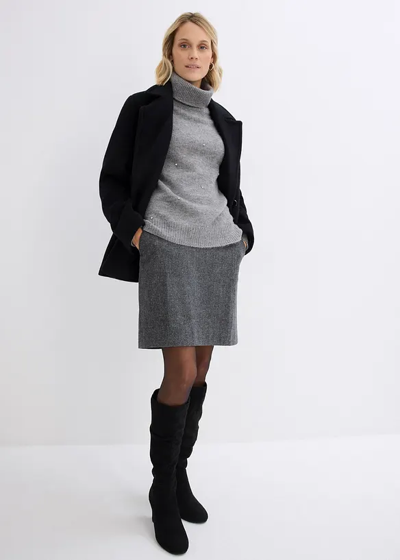 Pull col roulé avec strass, bonprix