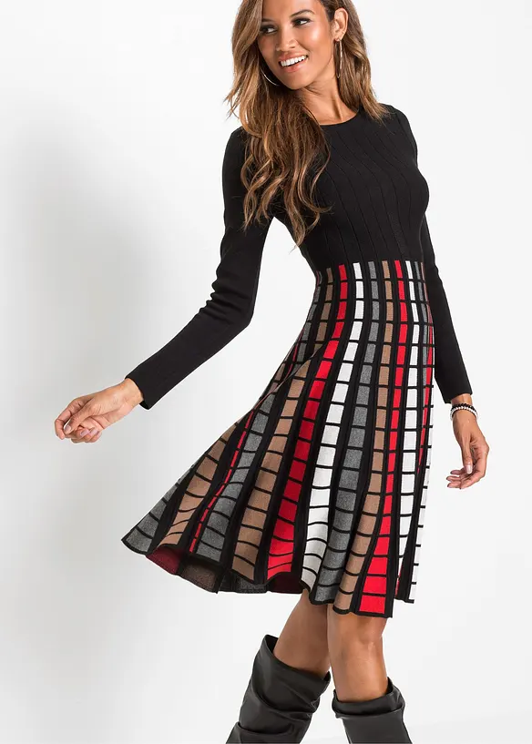 Robe en maille à carreaux, bonprix