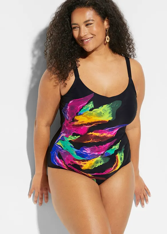 Maillot 1 pièce sculptant, maintien léger, col V, bonprix