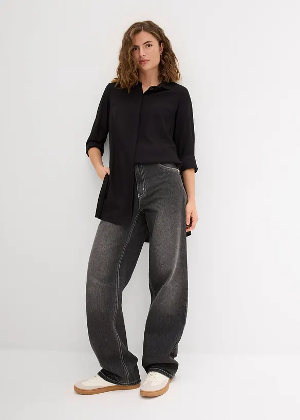 Chemisier long en viscose fluide, fendu sur les côtés, bonprix