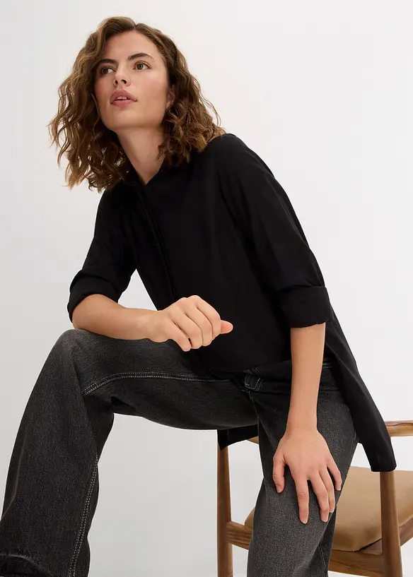 Chemisier long en viscose fluide, fendu sur les côtés, bonprix