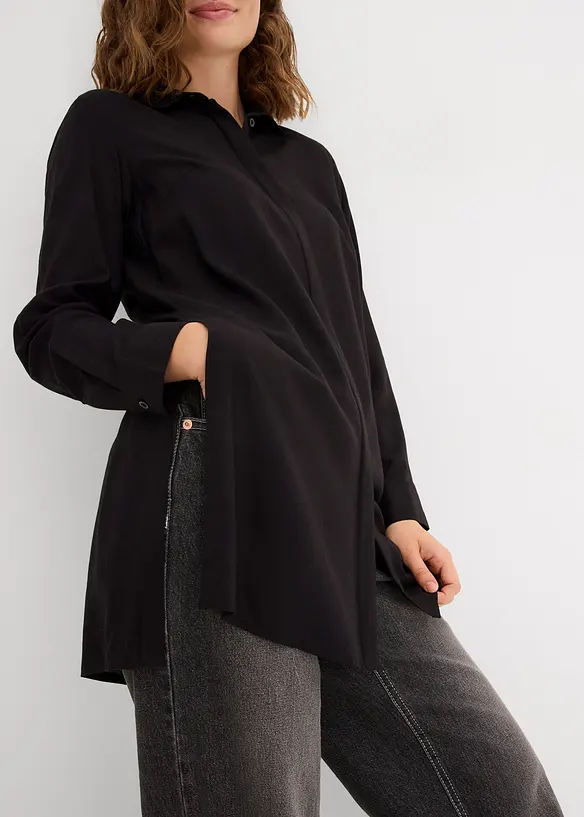 Chemisier long en viscose fluide, fendu sur les côtés, bonprix