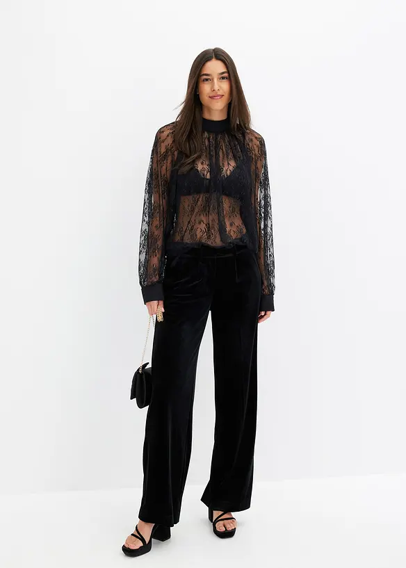 Blouse en dentelle légèrement transparente, bonprix