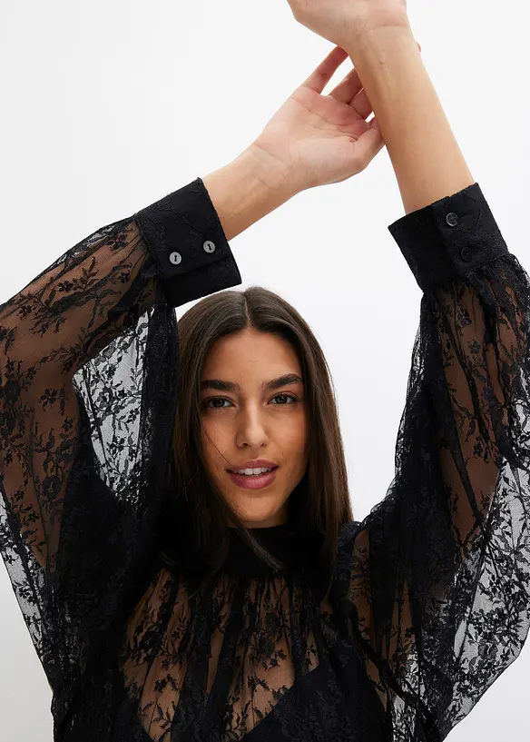 Blouse en dentelle légèrement transparente, bonprix