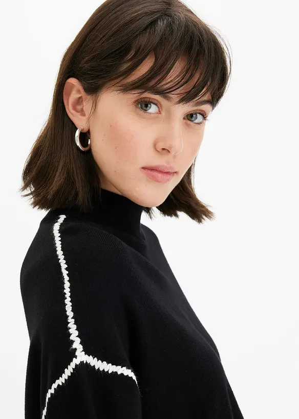 Pull boxy à points décoratifs, bonprix