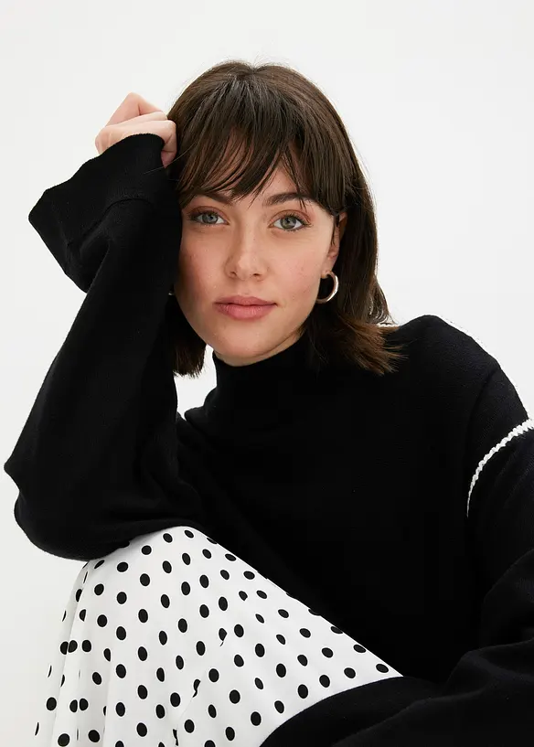 Pull boxy à points décoratifs, bonprix