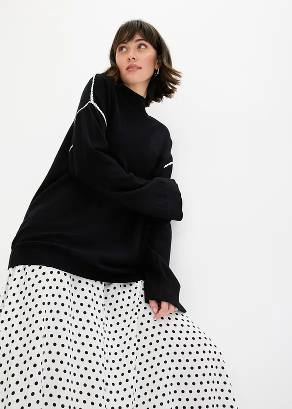 Pull boxy à points décoratifs, bonprix