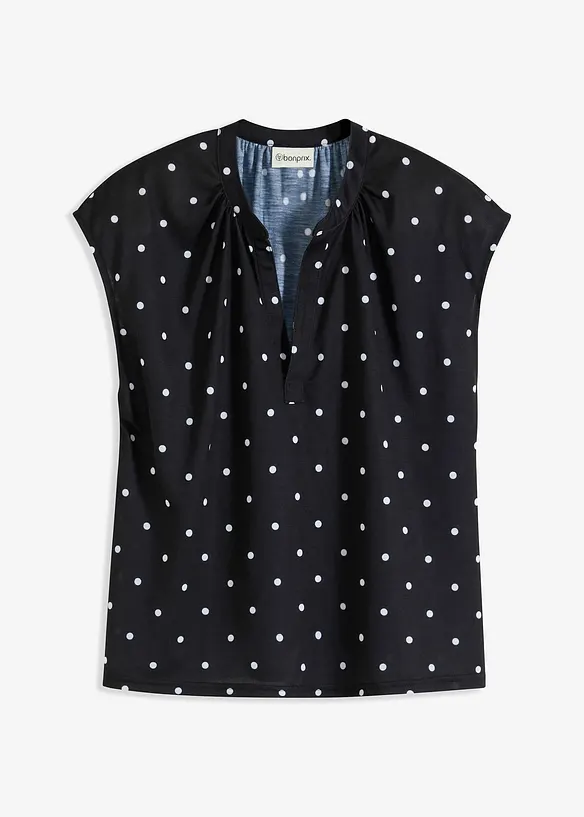 T-shirt à col tunisien en viscose mélangée, bonprix