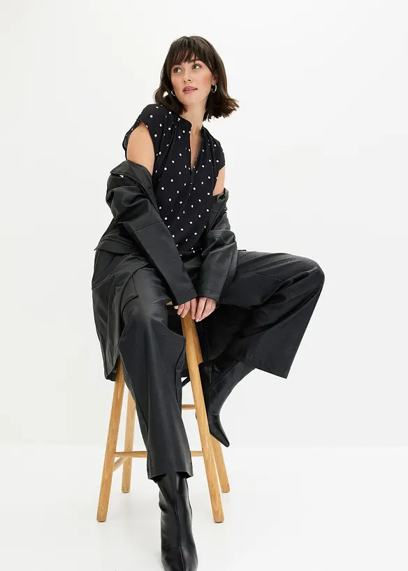 T-shirt à col tunisien en viscose mélangée, bonprix