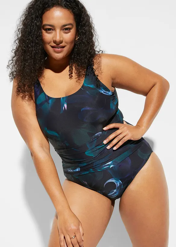 Maillot 1 pièce sculptant, maintien léger, avec fronces, bonprix