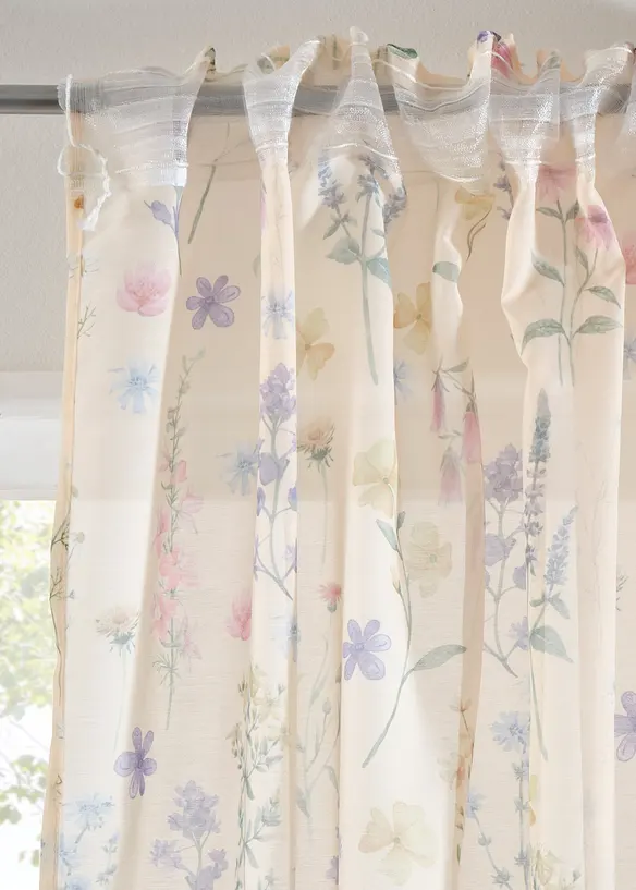 Lot de 2 voilages &agrave; l'imprim&eacute; floral, bonprix