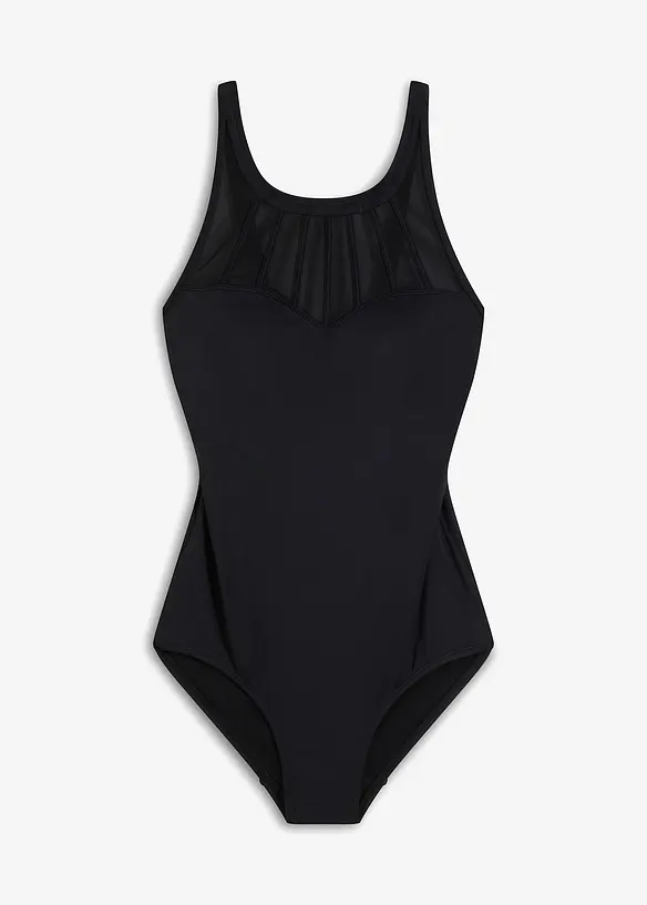 Maillot 1 pièce sculptant, maintien modéré, avec mesh transparent, bonprix