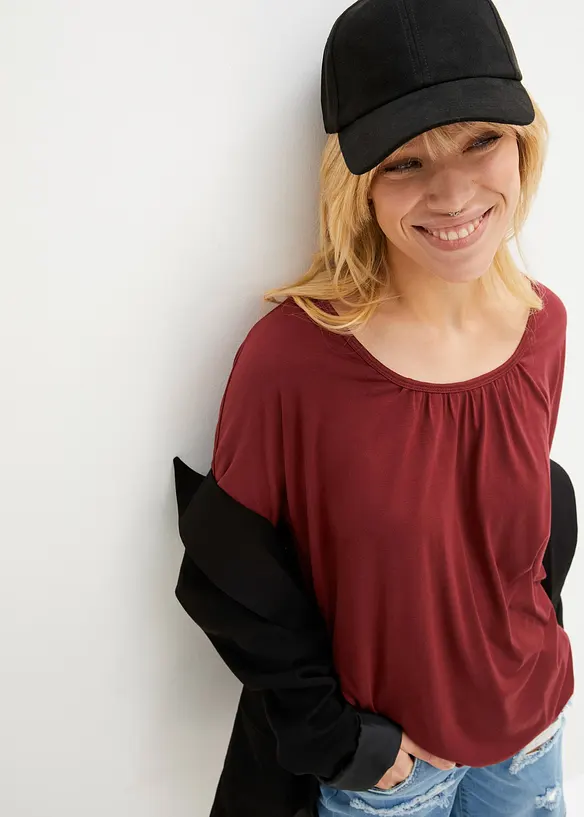 T-shirt oversize en viscose m&eacute;lang&eacute;e, bonprix