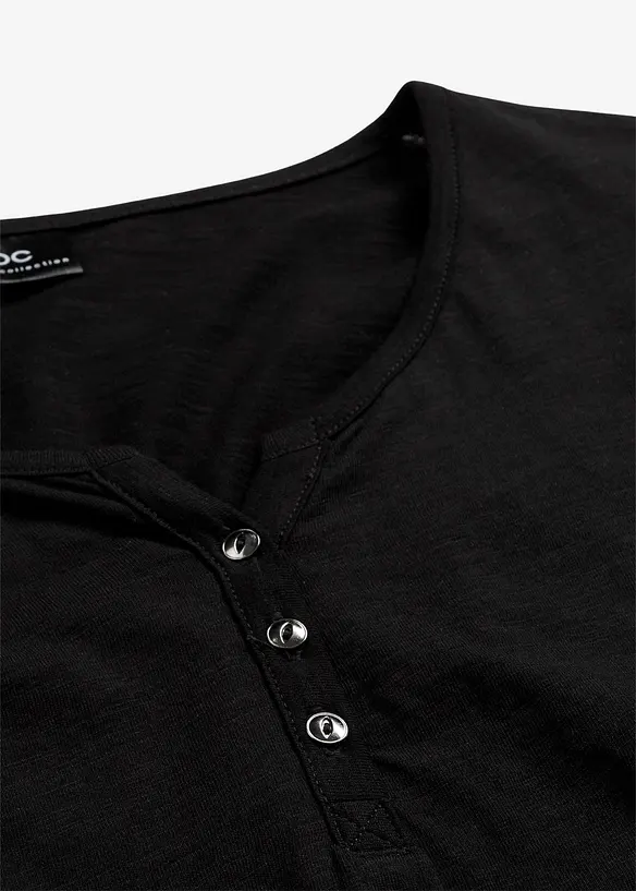 T-shirt manches longues à col boutonné, 100% coton, bonprix