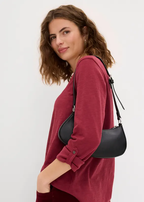 T-shirt manches longues à col boutonné, 100% coton, bonprix