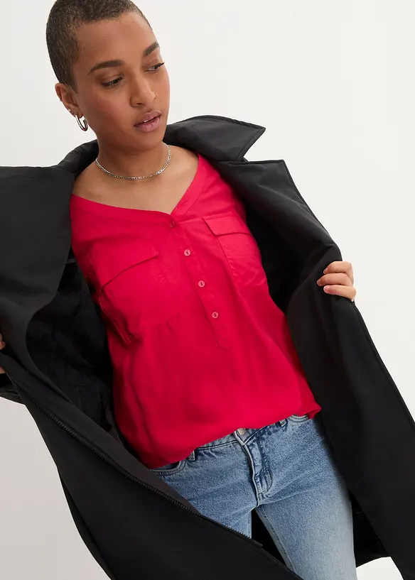 Blouse fluide à col en V et manches longues, bonprix