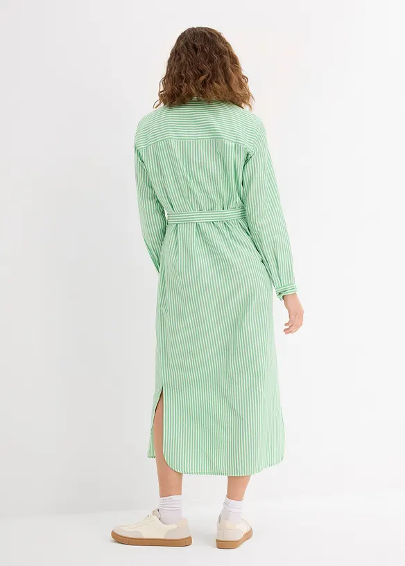 Robe-chemise rayée avec ceinture à nouer, bonprix