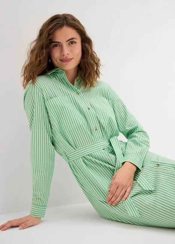 Robe-chemise rayée avec ceinture à nouer, bonprix