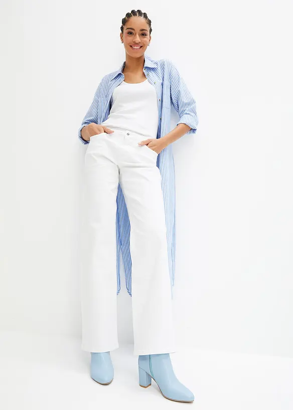 Robe-chemise rayée avec ceinture à nouer, bonprix