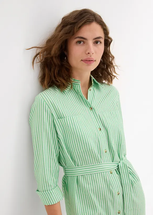 Robe-chemise rayée avec ceinture à nouer, bonprix