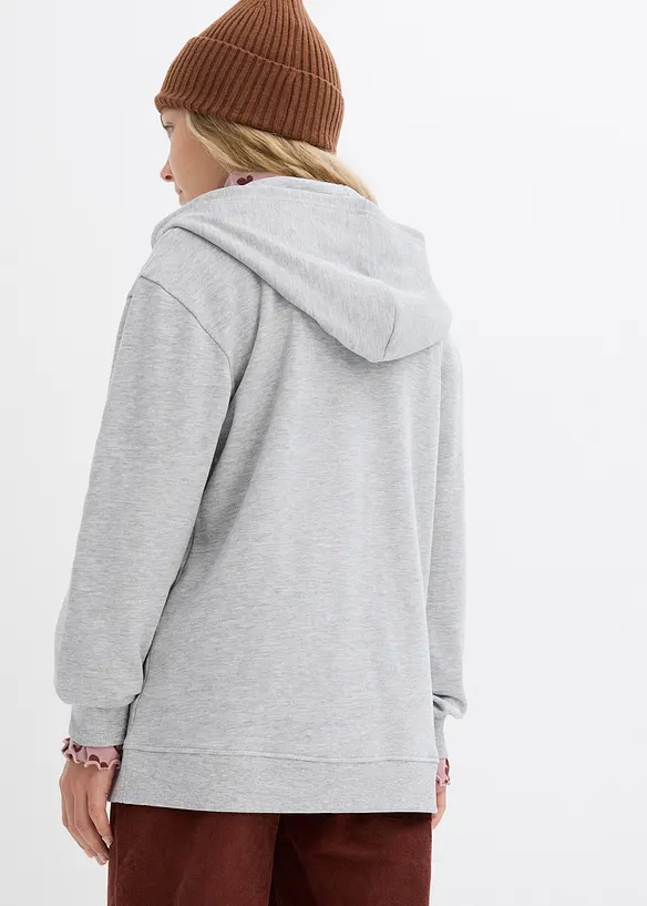 Sweat zippé à capuche en coton doux et extensible, bonprix
