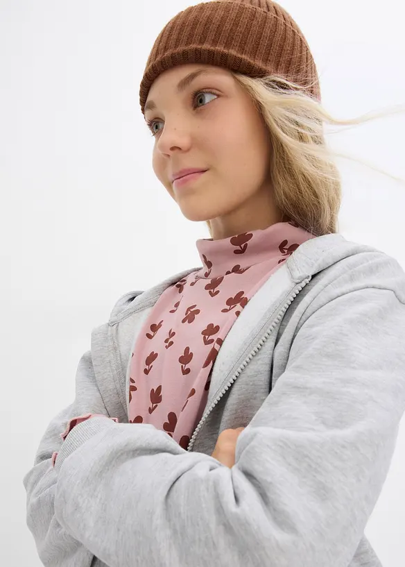 Sweat zippé à capuche en coton doux et extensible, bonprix