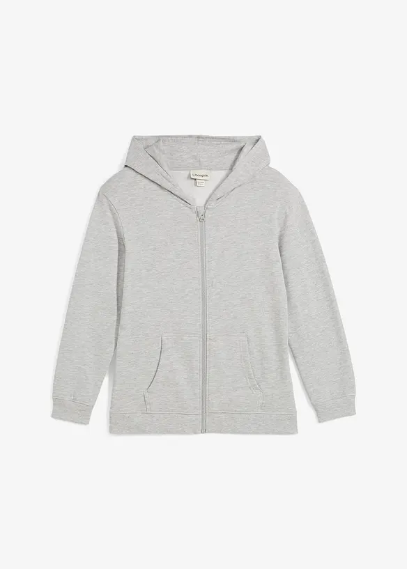 Sweat zippé à capuche en coton doux et extensible, bonprix