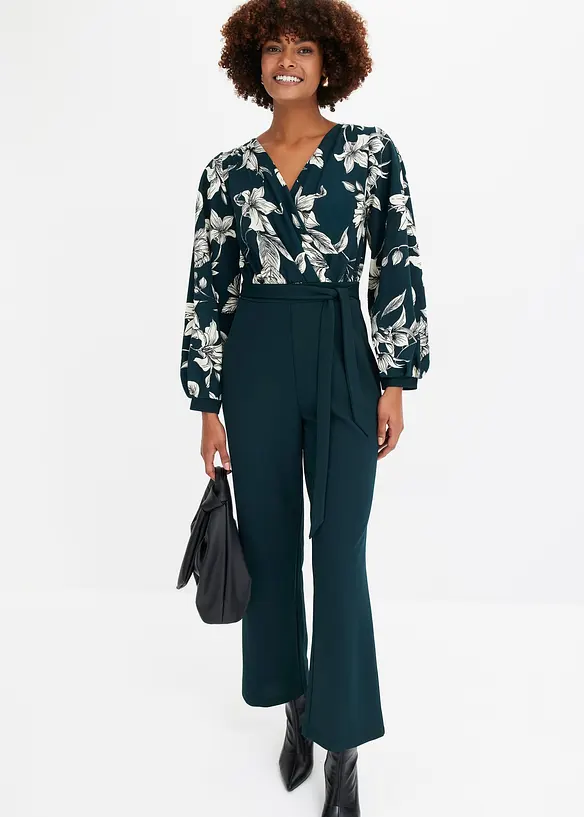 Combi pantalon en jersey style cache-cœur, bonprix