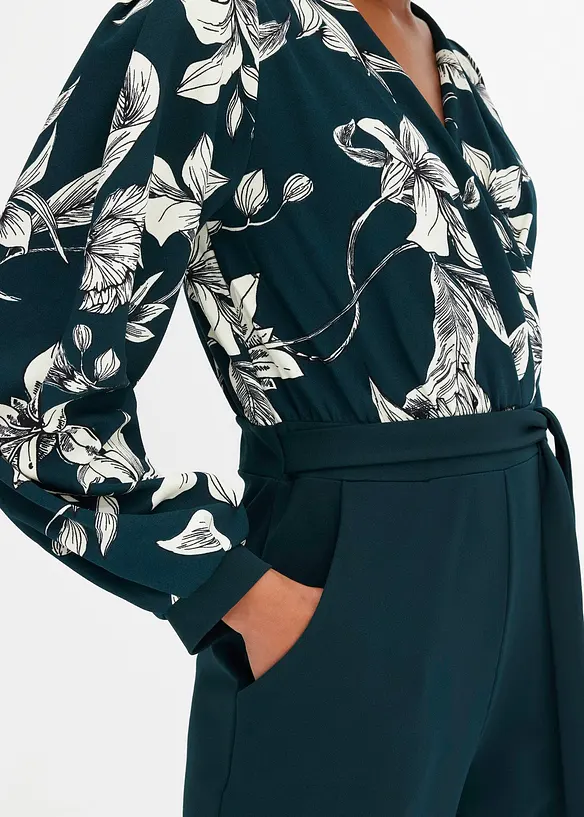 Combi pantalon en jersey style cache-cœur, bonprix