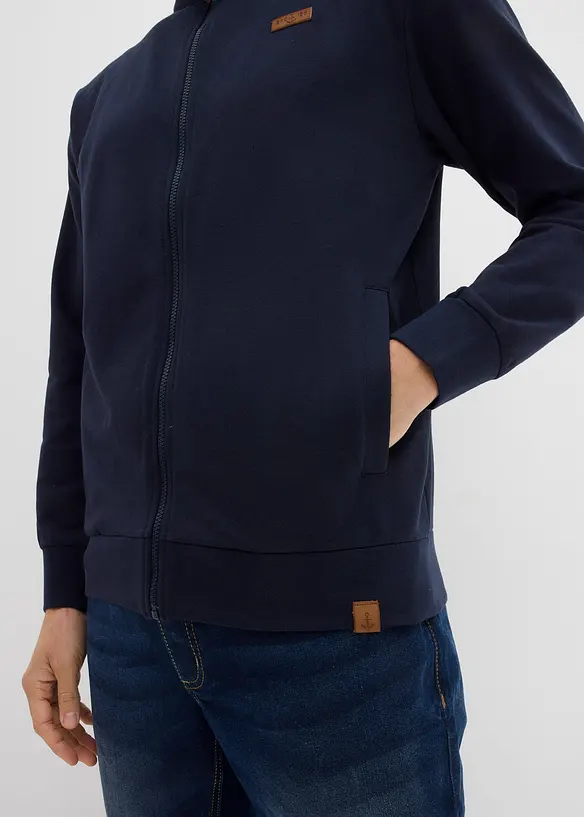 Sweat zippé à col montant et détails enduits, bonprix