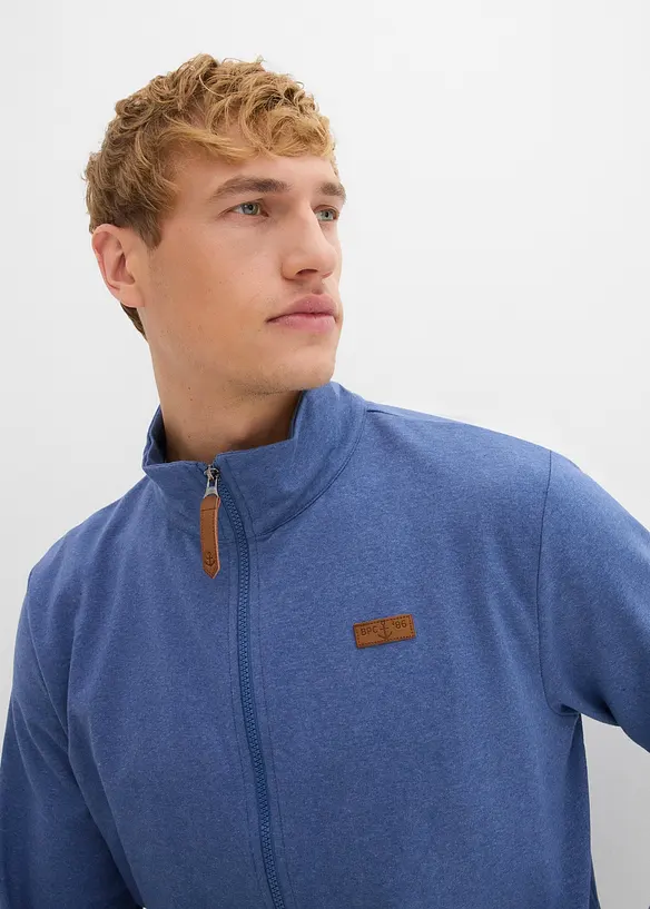 Sweat zippé à col montant et détails enduits, bonprix