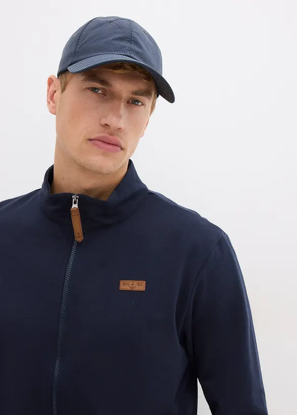 Sweat zippé à col montant et détails enduits, bonprix