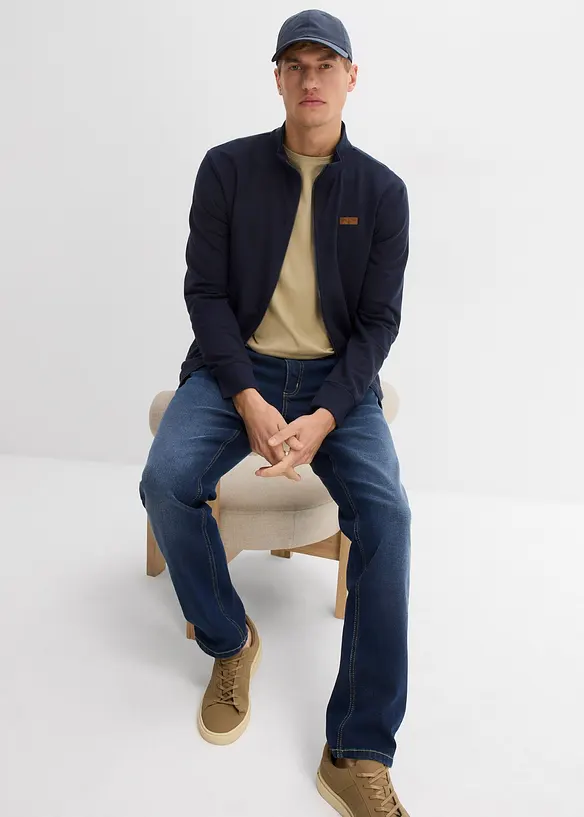 Sweat zippé à col montant et détails enduits, bonprix