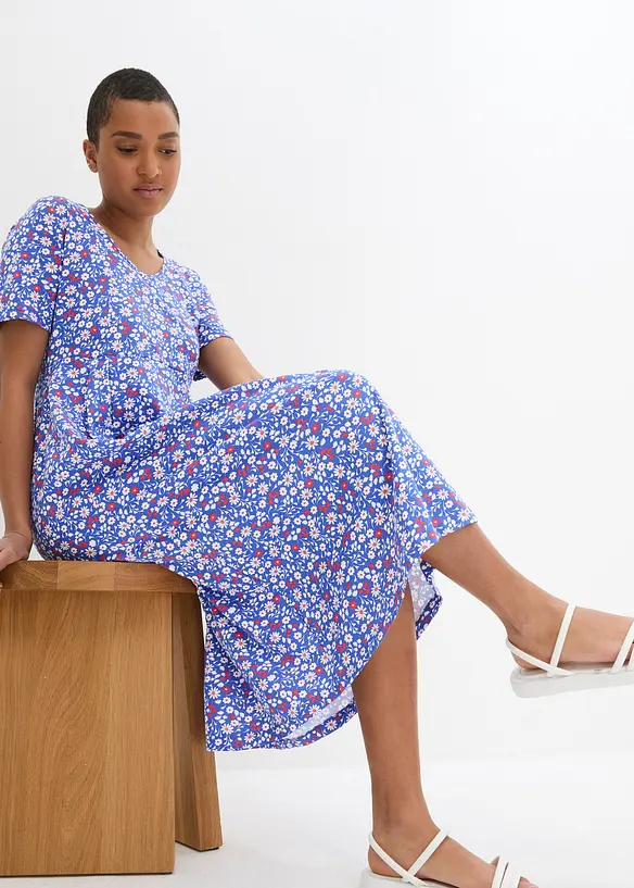 Robe en jersey de coton, longueur midi, bonprix