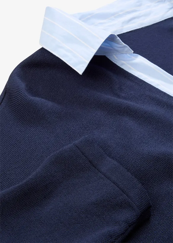 Pull en fine maille empiècement chemisier, bonprix