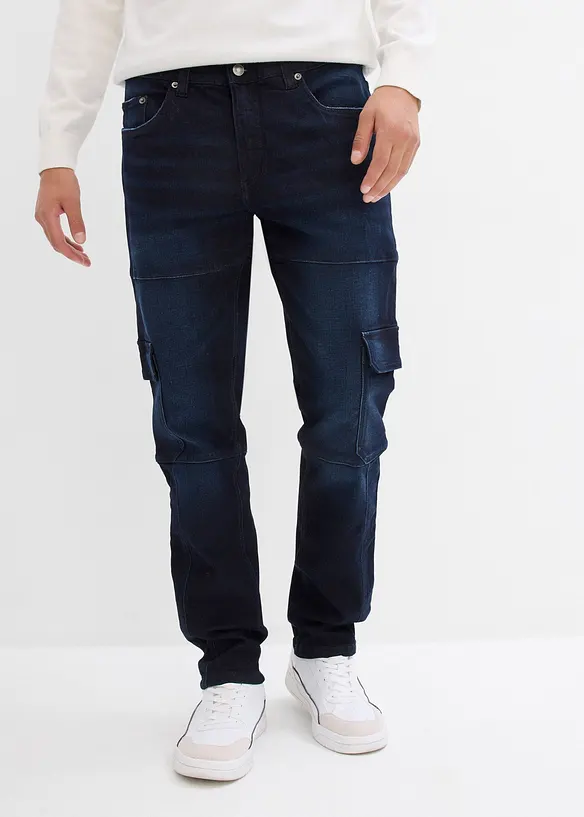 Jean slim extensible poches cargo, droit, bonprix