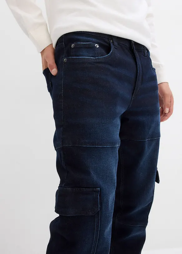 Jean slim extensible poches cargo, droit, bonprix