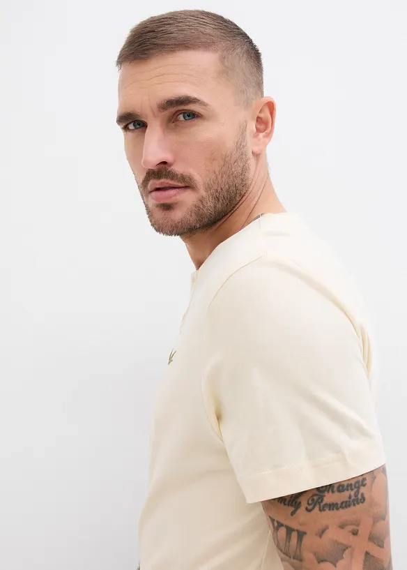 Lot de 3 T-shirts col tunisien 100% coton, bonprix