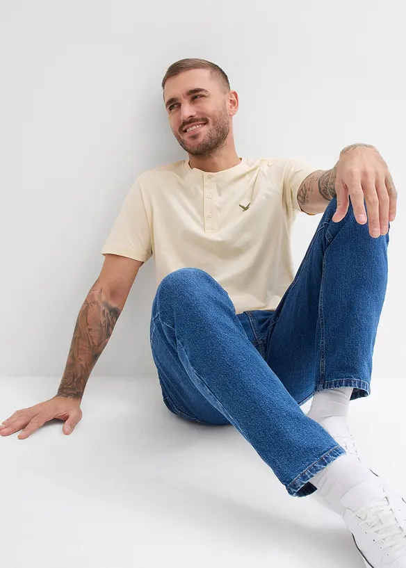 Lot de 3 T-shirts col tunisien 100% coton, bonprix