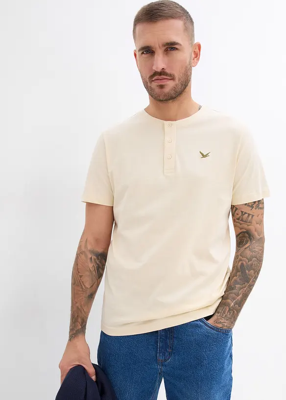 Lot de 3 T-shirts col tunisien 100% coton, bonprix