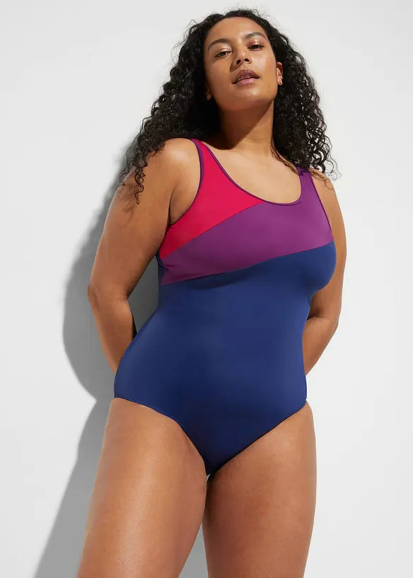 Maillot 1 pièce sportif avec empiècements contrastants, bonprix