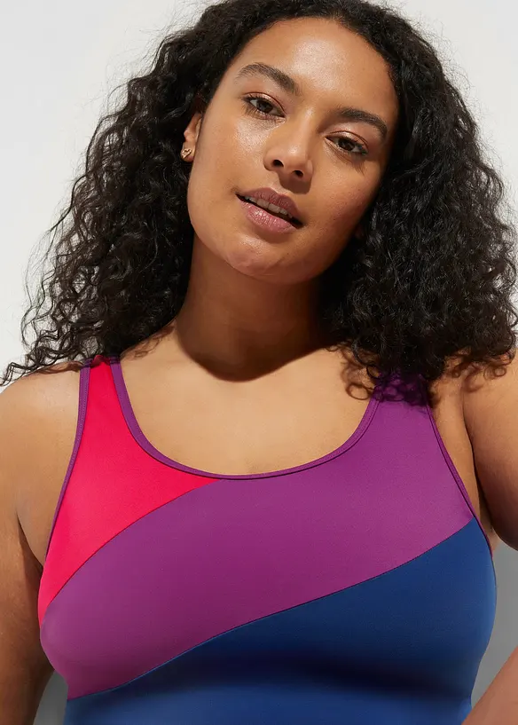 Maillot 1 pièce sportif avec empiècements contrastants, bonprix
